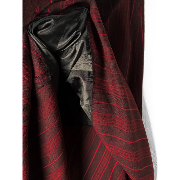 Women's Asymmetric Handkerchief Overlay Wool Blend Midi Skirt Red Black Low Rise - Picture 6 of 7